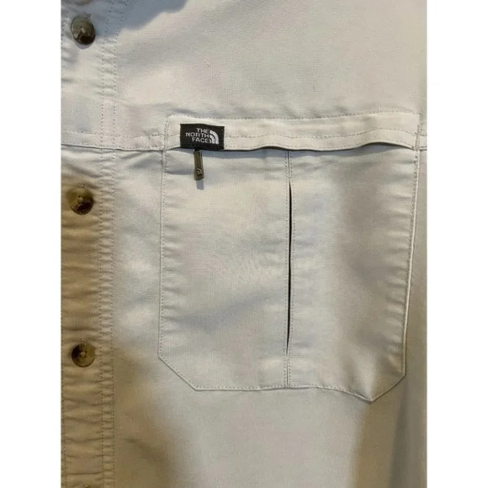 The North Face Mens A412‎ Hiking Shirt Long Sleeve Button Up Beige Large